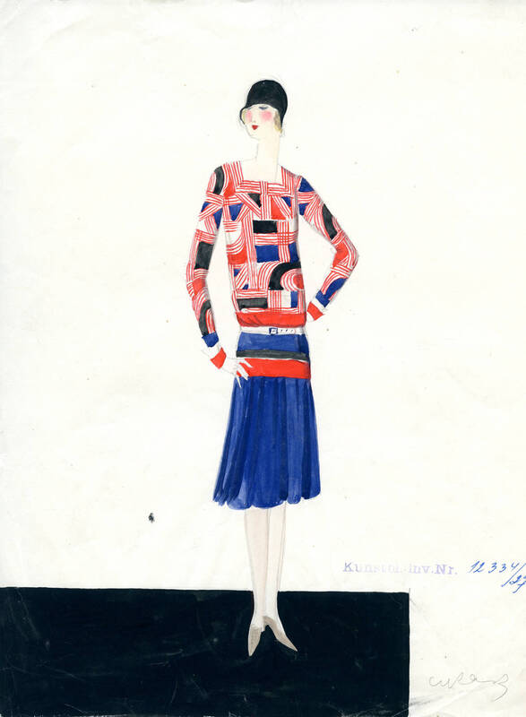 Vintage fashion sketches clothing design mid-century stat sheets designer  art