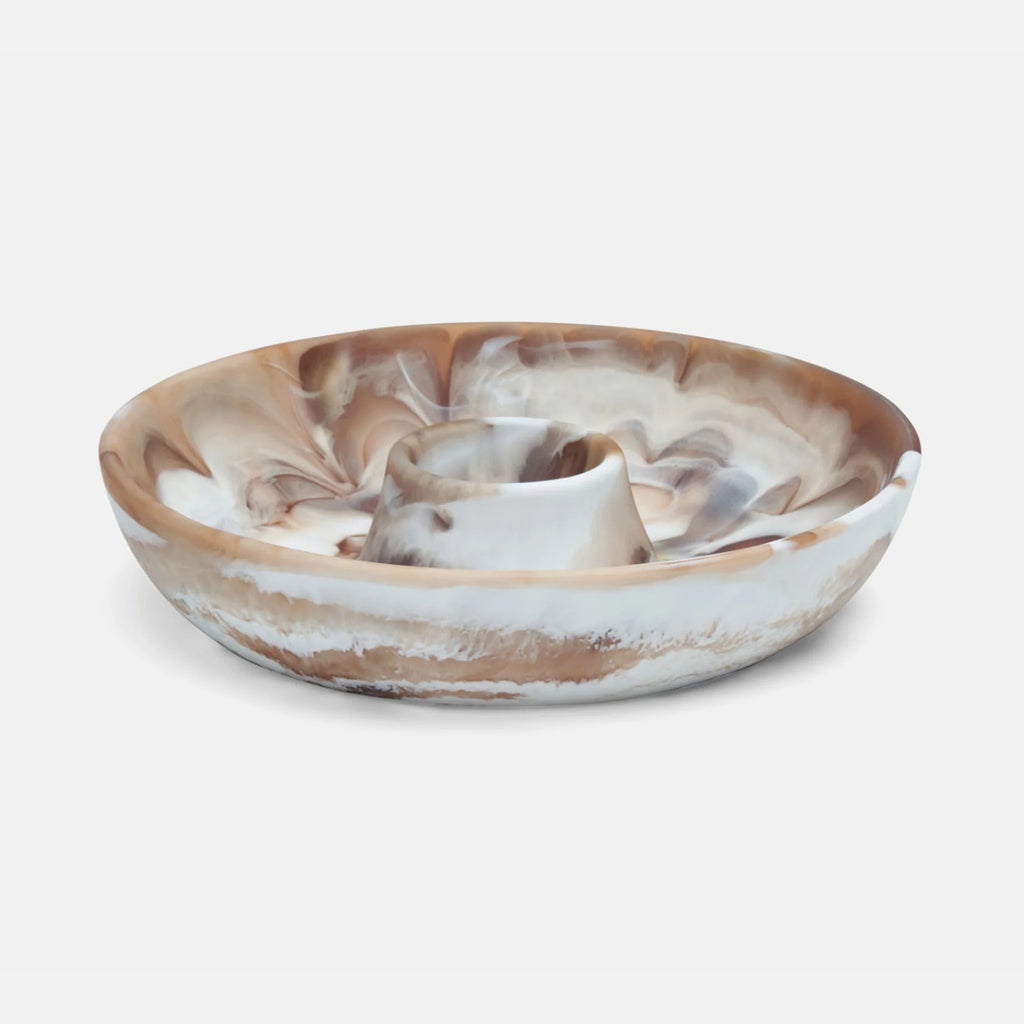 Blue Pheasant Hugo Swirled Resin Chip And Dip Bowl - Brown