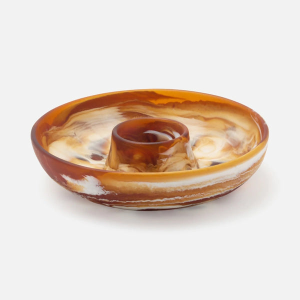 Blue Pheasant Hugo Swirled Resin Chip And Dip Bowl - Amber