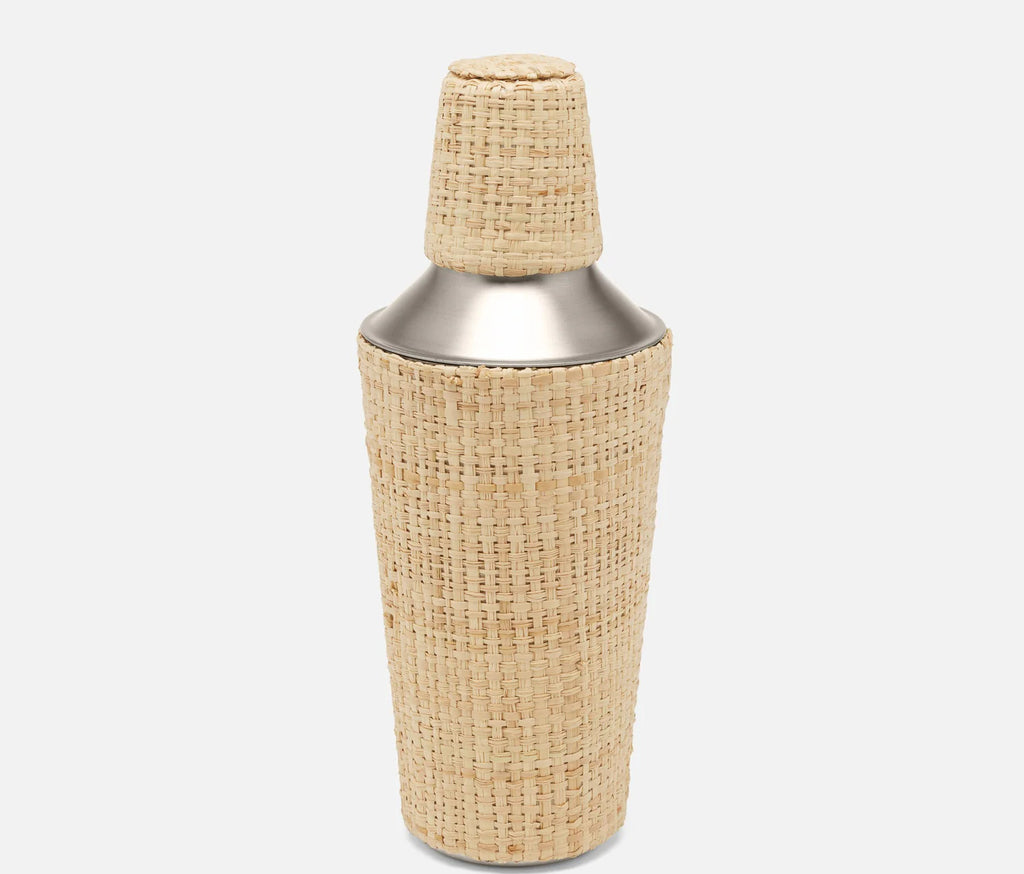 Blue Pheasant Barth Natural Cocktail Shaker - Silver/Raffia