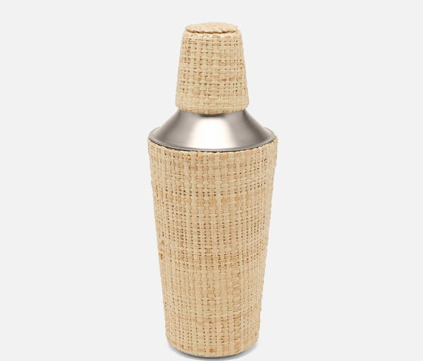 Blue Pheasant Barth Natural Cocktail Shaker - Silver/Raffia