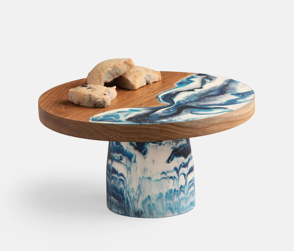 Blue Pheasant Austin Swirled Cake Stand - Blue