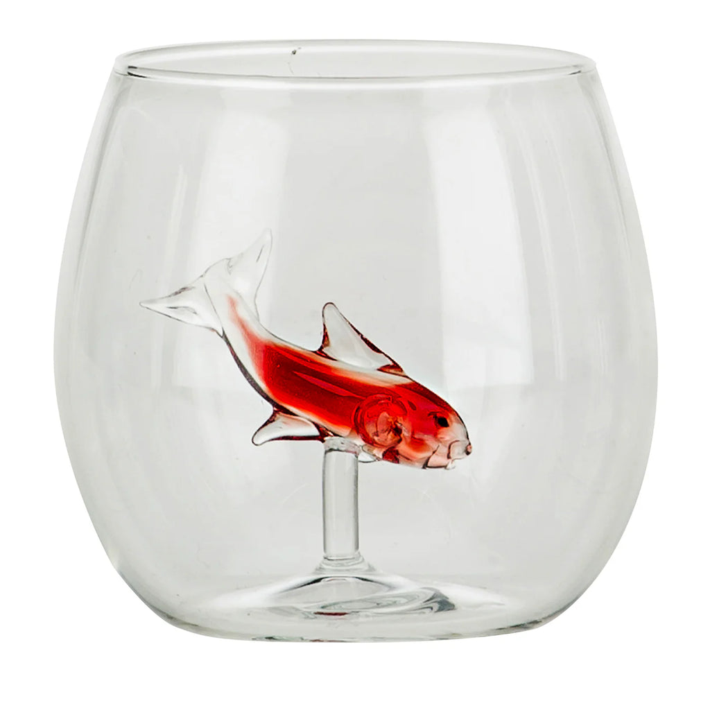 Little fish Glasses - set of 4 - Red rounded shape