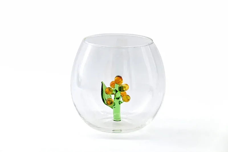 Flower Power Glasses with flowers inside - Set of 6