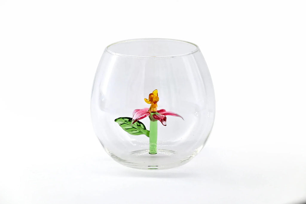 Flower Power Glasses with flowers inside - Set of 6