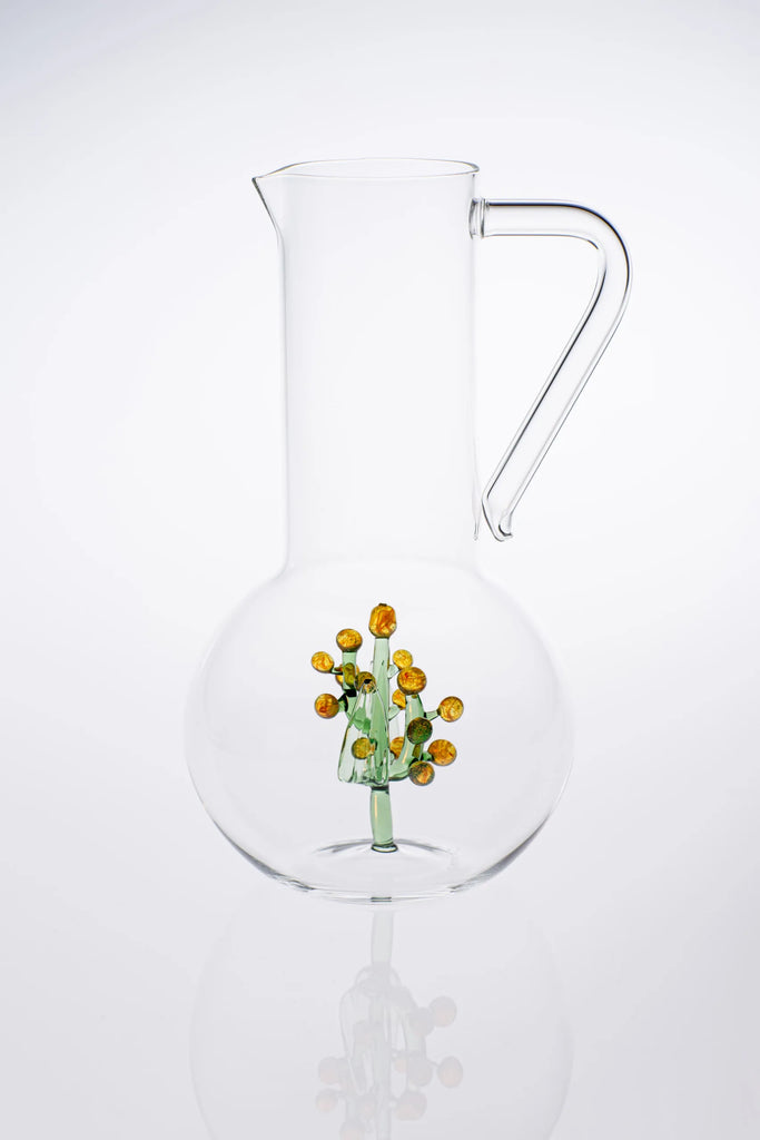 Flower Power Transparent Jug with Mimosa Flower