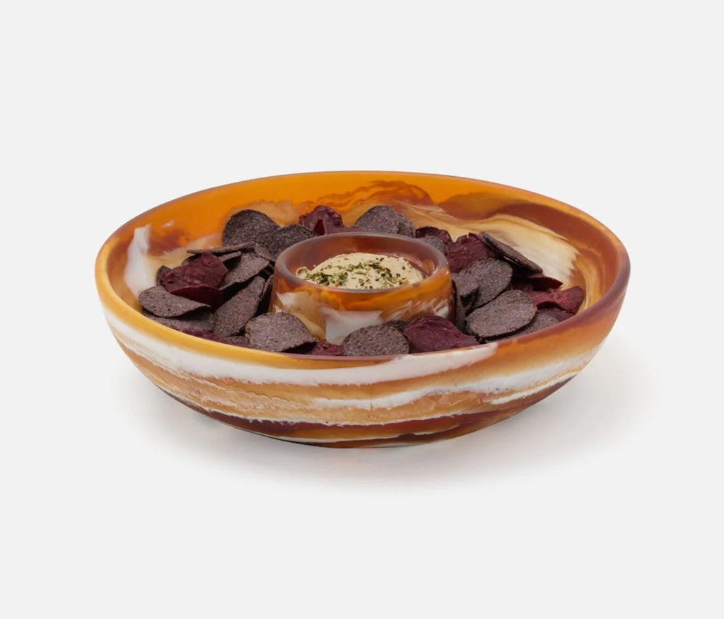 Blue Pheasant Hugo Swirled Resin Chip And Dip Bowl - Amber