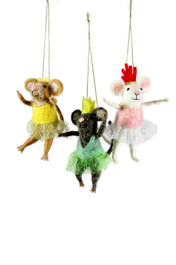 Cody Foster & Co Felt Ballerina Mice Assorted Ornaments